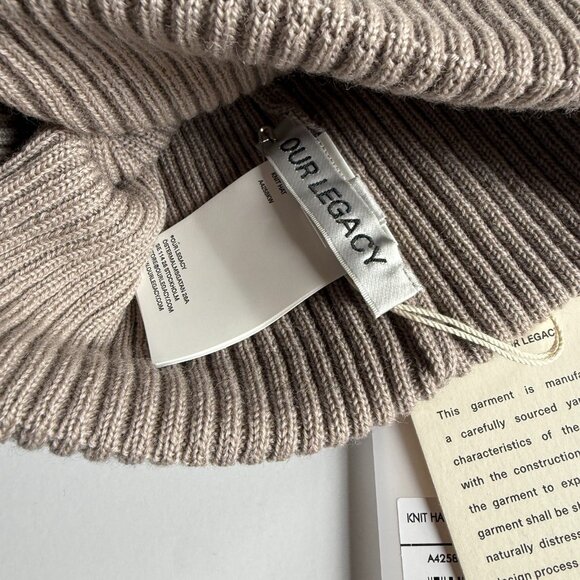 Our Legacy White Sand Rustic Merino Knit Beanie Hat - Fall 2025 - Picture 3 of 4